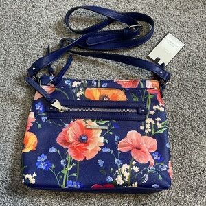 Dana Buchman Navy Blue Floral Crossbody Purse NWT